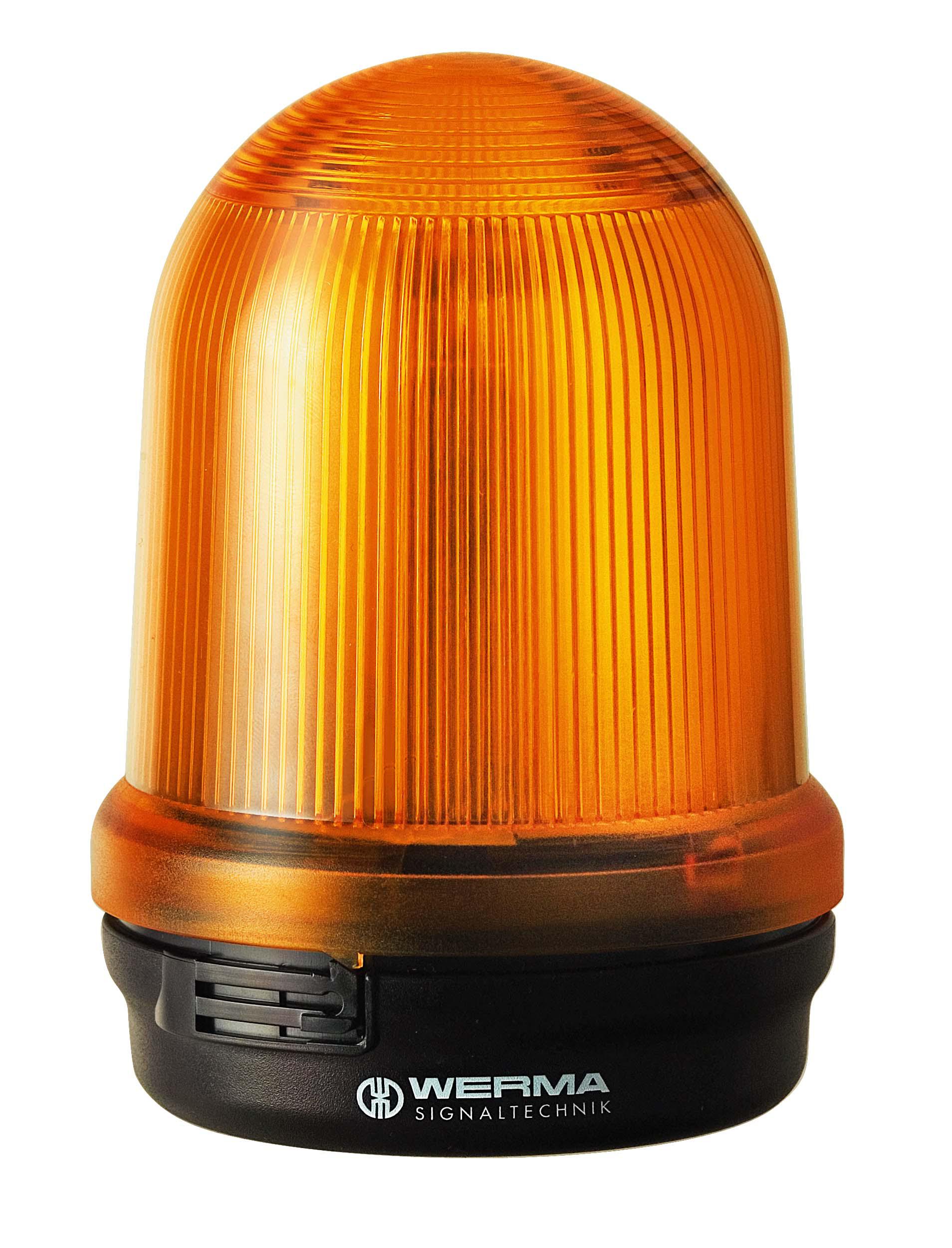 Werma 829 Series Yellow Continuous lighting Beacon, 24 V, Base Mount, LED Bulb, IP65