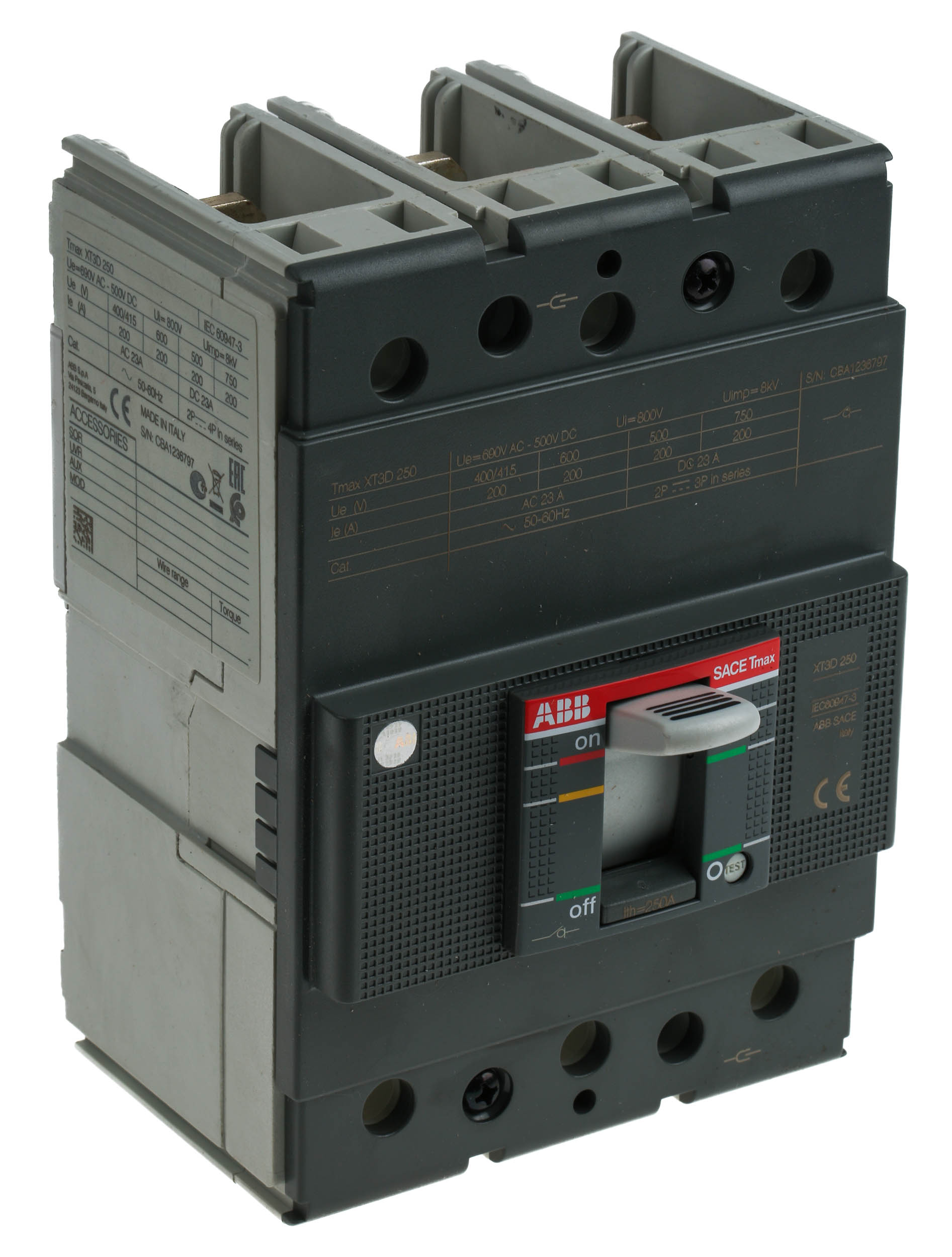 ABB, Protecta MCCB 3P 250A, DIN Rail Mount