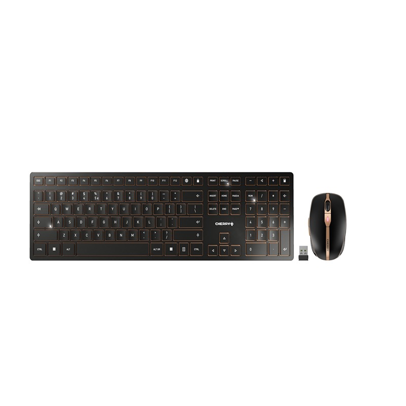 Cherry CHERRY DW 9100 SLIM Wireless Ergonomic Keyboard and Mouse Set, QWERTY (EU), Black