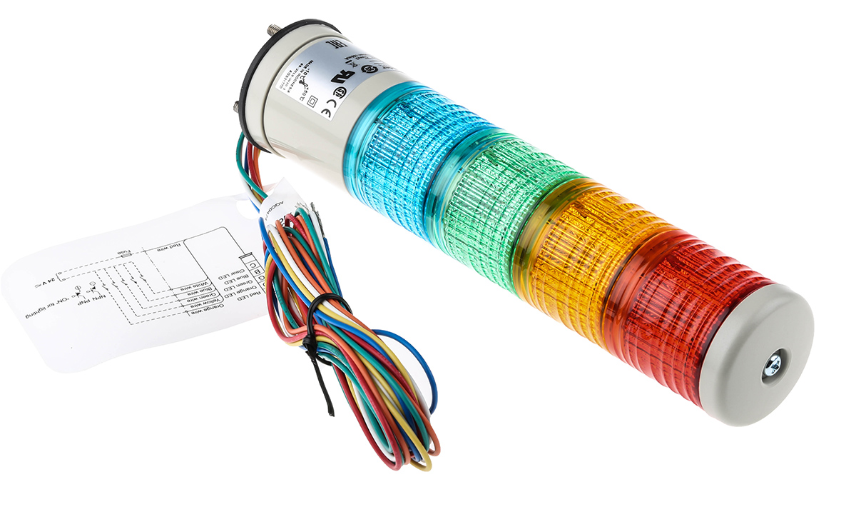 Schneider Electric Harmony XVC4 Series Red/Green/Amber/Blue Signal Tower, 4 Lights, 24 V ac/dc, Surface Mount