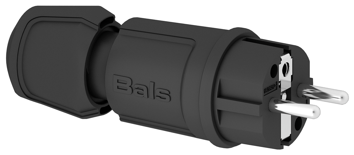 Bals IP44 Black Cable Mount 2P + E Industrial Power Plug, Rated At 16A, 250 V