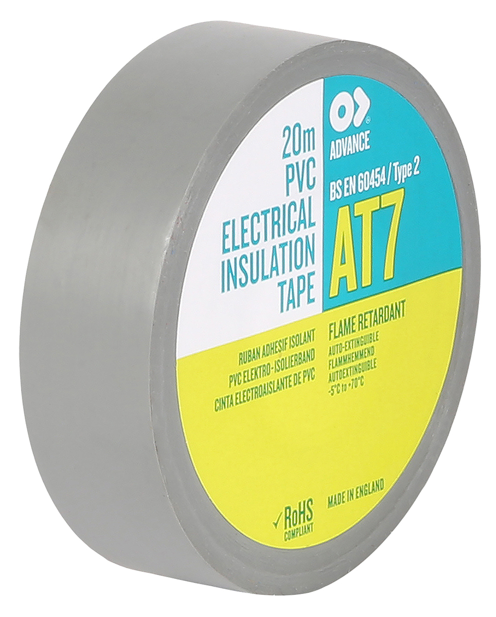 Advance Tapes AT7 Grey PVC Electrical Tape, 19mm x 20m
