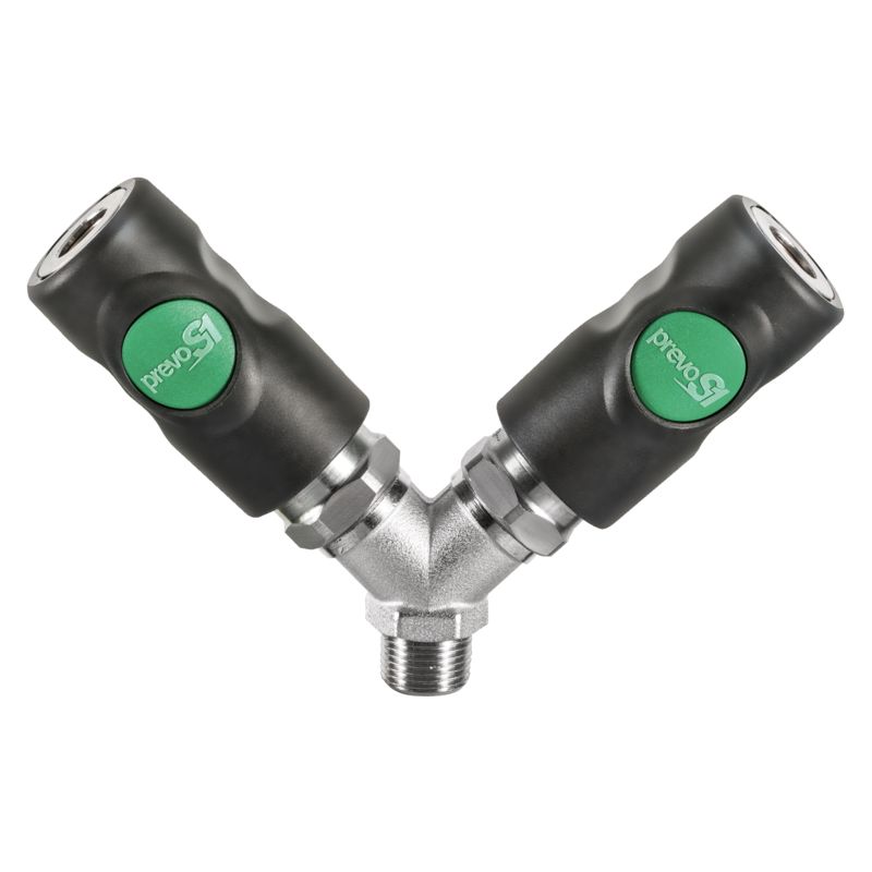 PREVOST Composite Body Male Safety Y-Shaped Quick Connect Coupling, G 1/2 Male Threaded