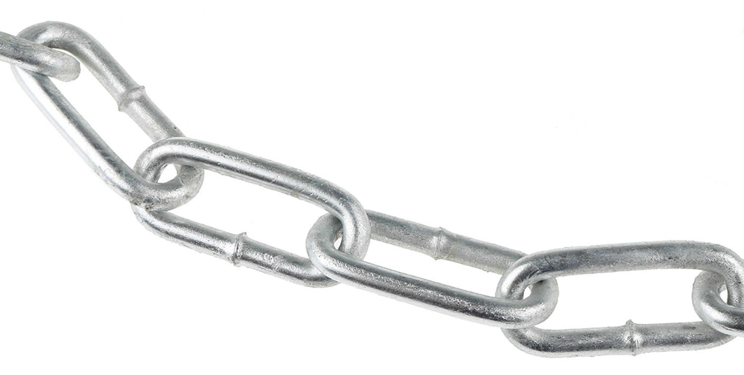RS PRO Galvanised Steel Chain, 10m Length, 130 kg Lifting Load