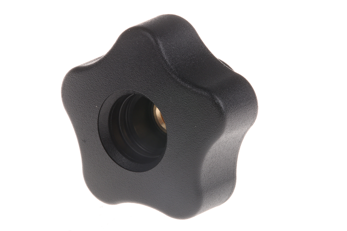 Elesa 69848 Black Multiple Lobes Clamping Knob, M6, Threaded Through Hole
