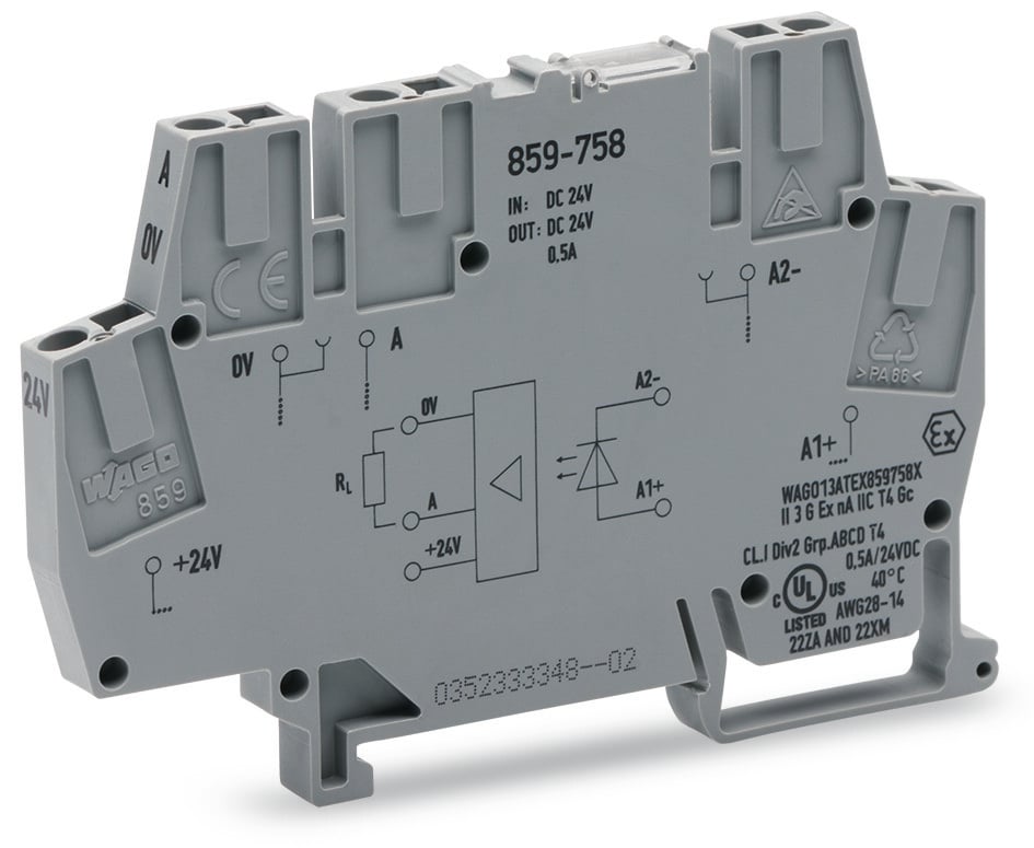 WAGO 859-758 859 Series Grey, 2.5mm², Cage Clamp Termination