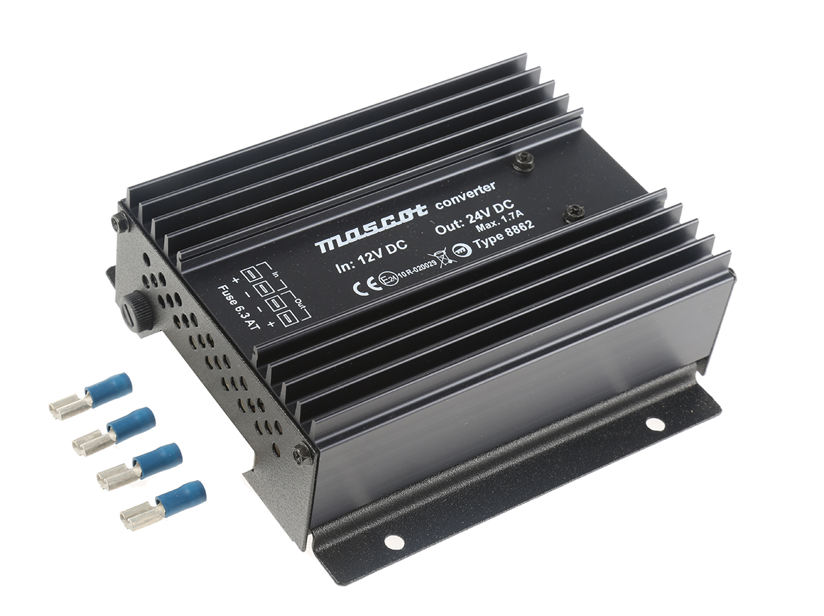Mascot DC-DC Converter, 24V dc/ 1.7A Output, 10 → 16 V dc Input, 132W, Mounting Bracket, +30°C Max Temp -20°C