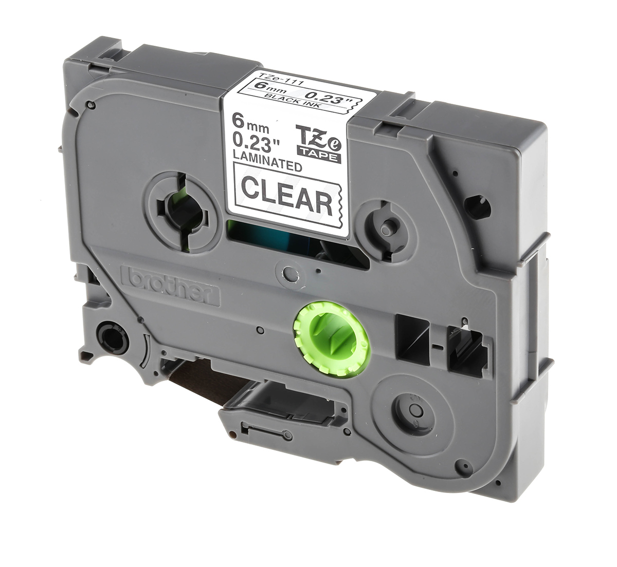 Brother Black on Clear Label Printer Tape, 8 m Length, 6 mm Width