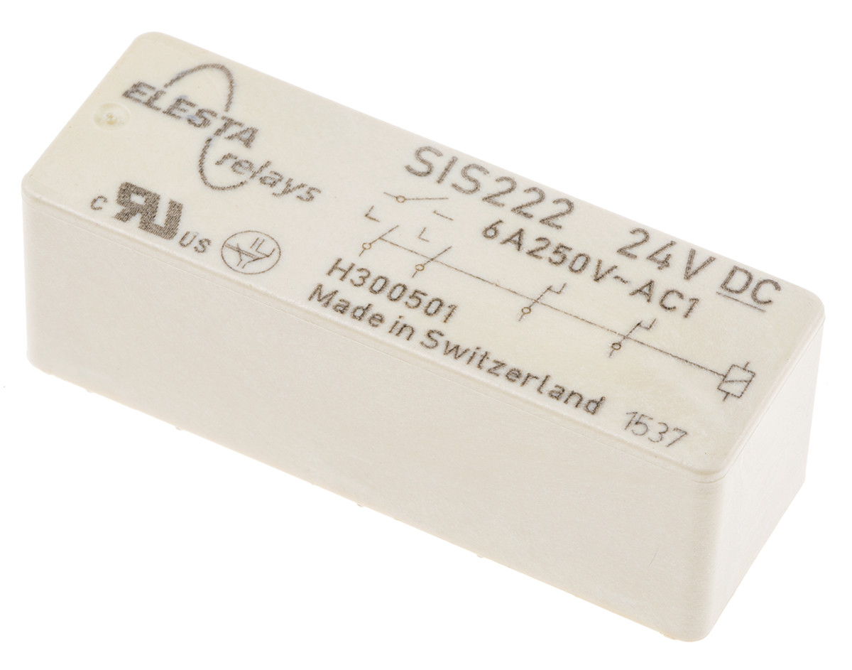 Elesta PCB Mount Force Guided Relay, 24V dc Coil Voltage, 2 Pole, DPDT