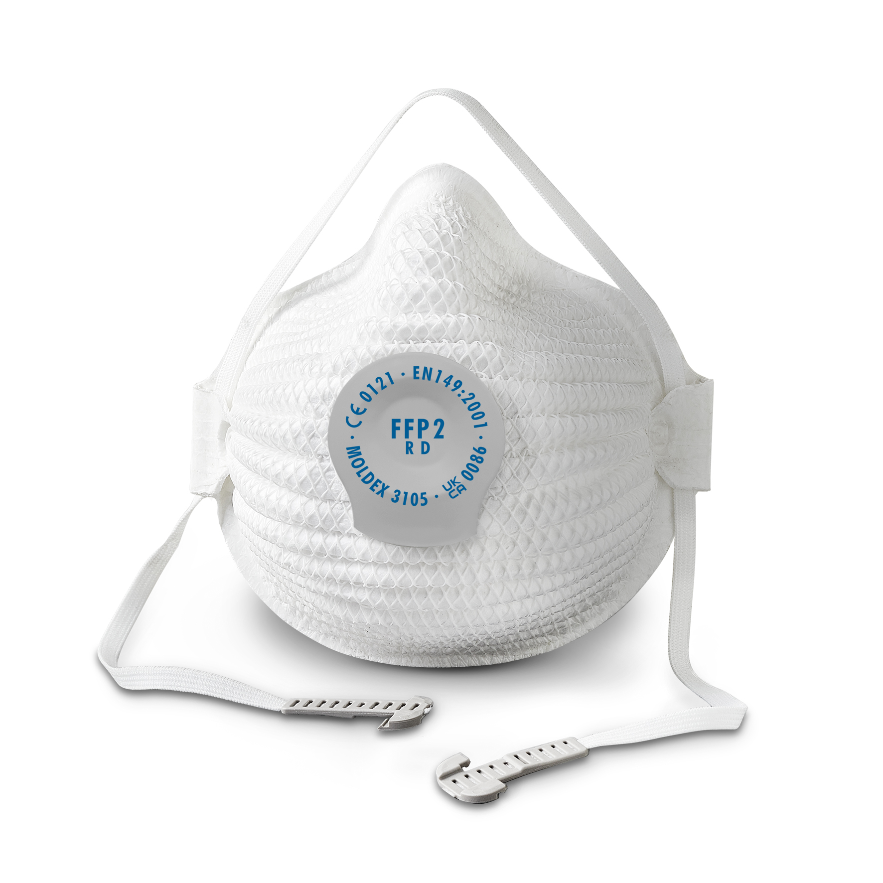 310501 Moldex White EVA, Natural Rubber, Polyester, Polyethylene, Polyproplyene Face Mask for Construction, M/L