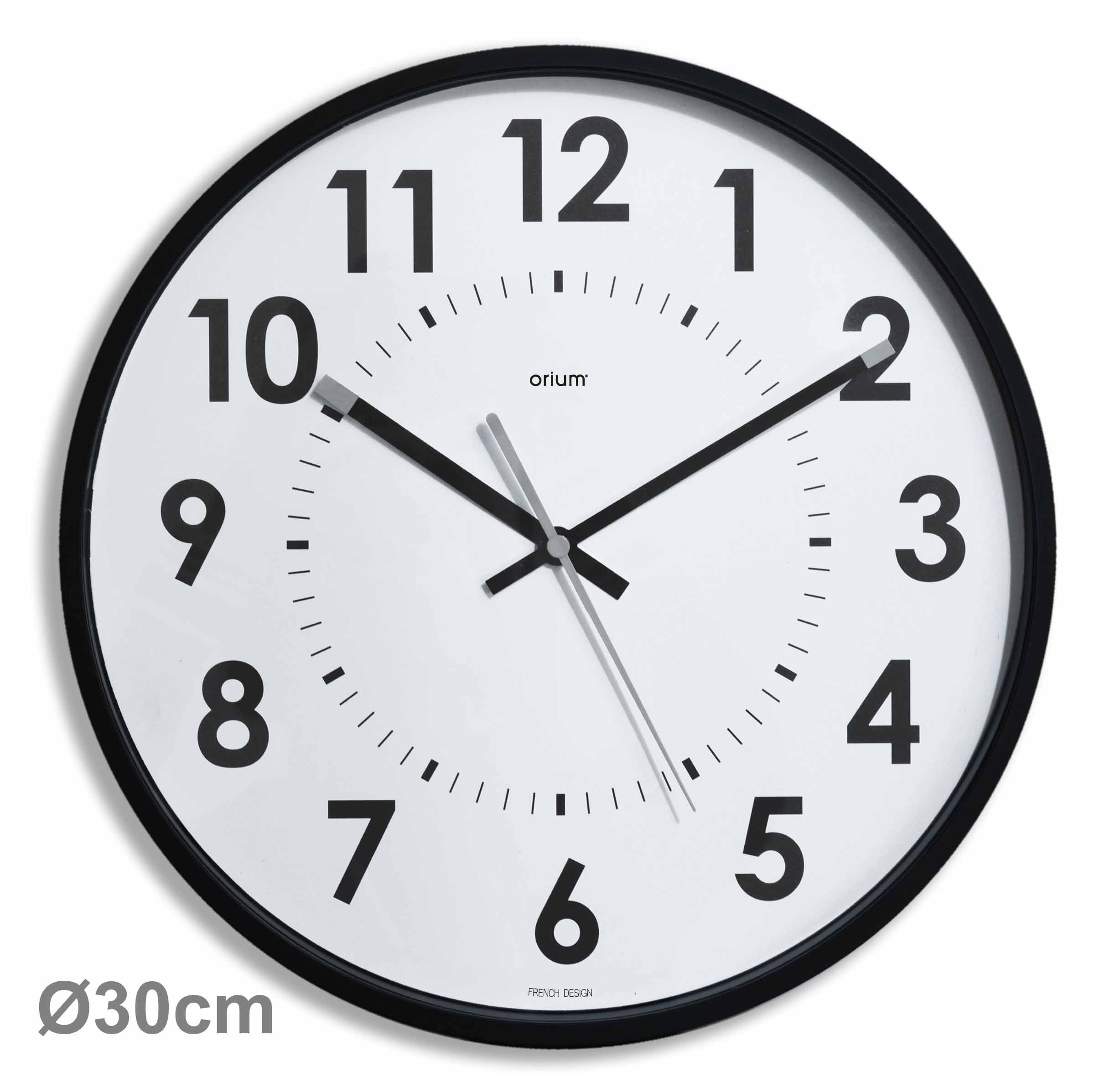 Orium Black Analog Wall Clock, 30cm Diameter