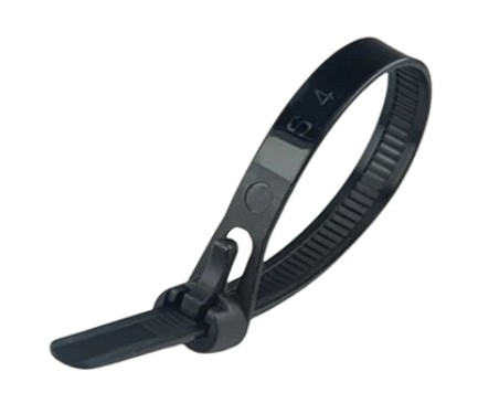 E-Pro Black Releasable Cable Tie 200mm x 7.5mm
