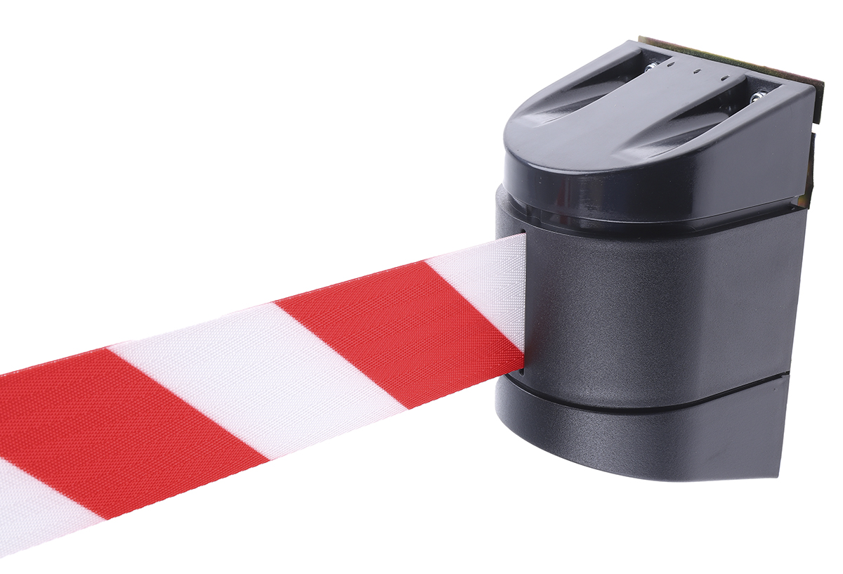 Tensator Red & White PET Retractable Barrier, 4.6m, Red, White Tape