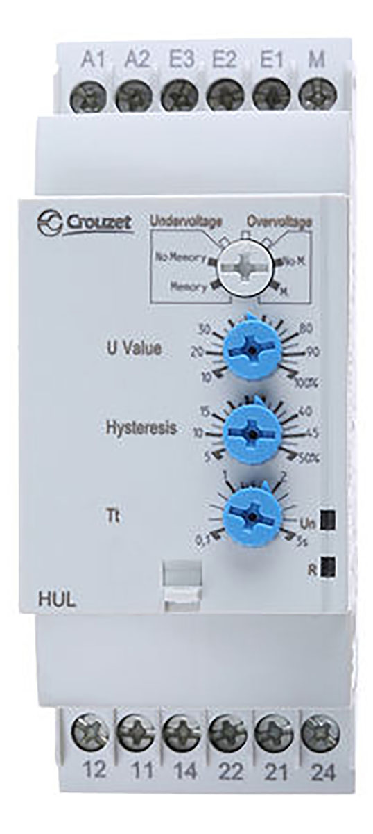 Crouzet Voltage Monitoring Relay, DPDT, 0.2 → 60 V, DIN Rail