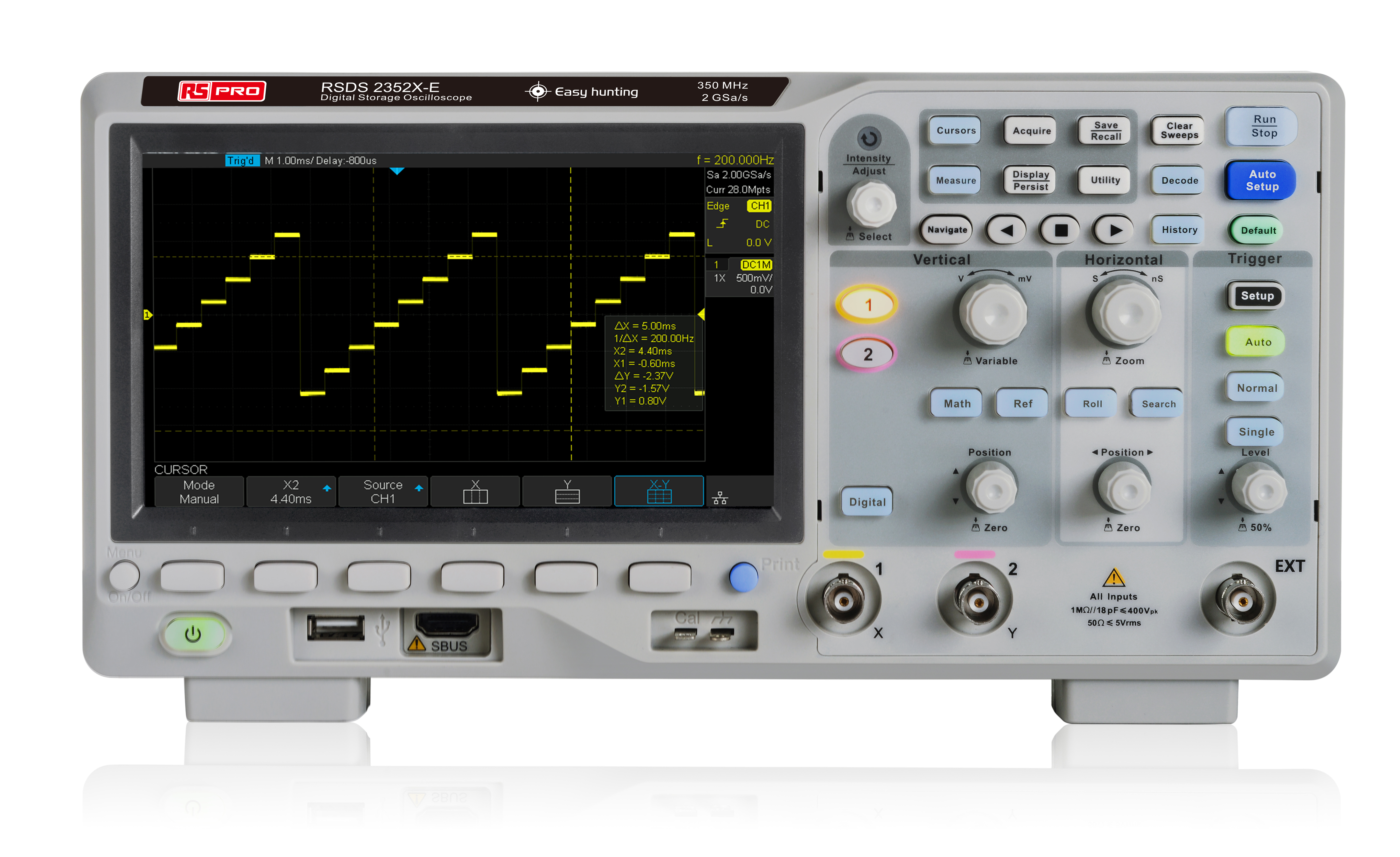 RS PRO RS-SDS2352X-E, 350MHz Bench Oscilloscope, 2 Analogue Channels, 16 Digital Channels - RS Calibrated