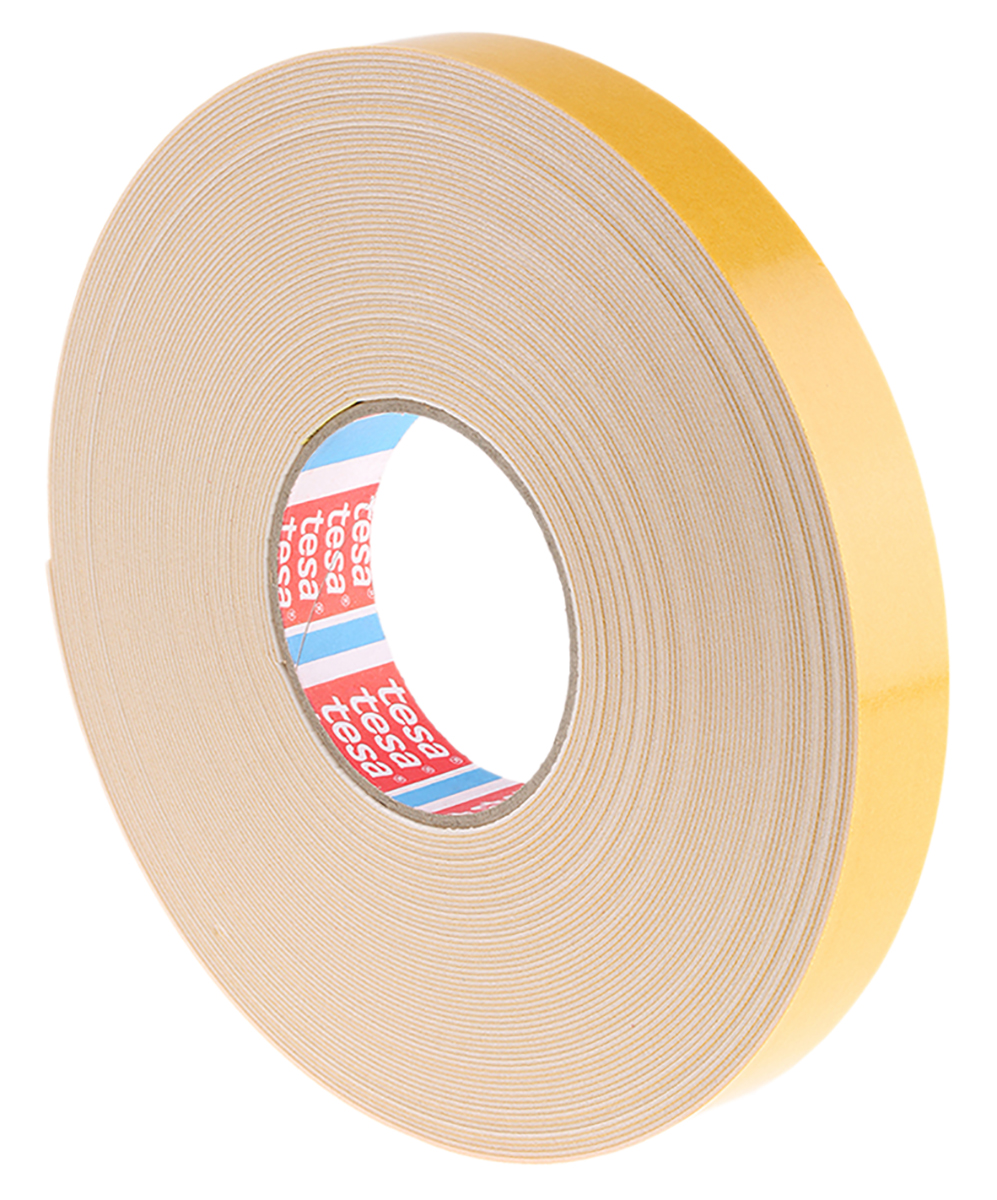Tesa 4957 White Adhesive Foam Tape, 25.0mm x 25.0m, 1.0mm Thick