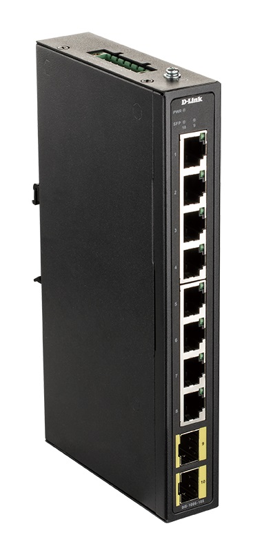 D-Link 10-Port Industrial Gigabit Unmanaged Switch with SFP Ports, Unmanaged 10 Port Switch