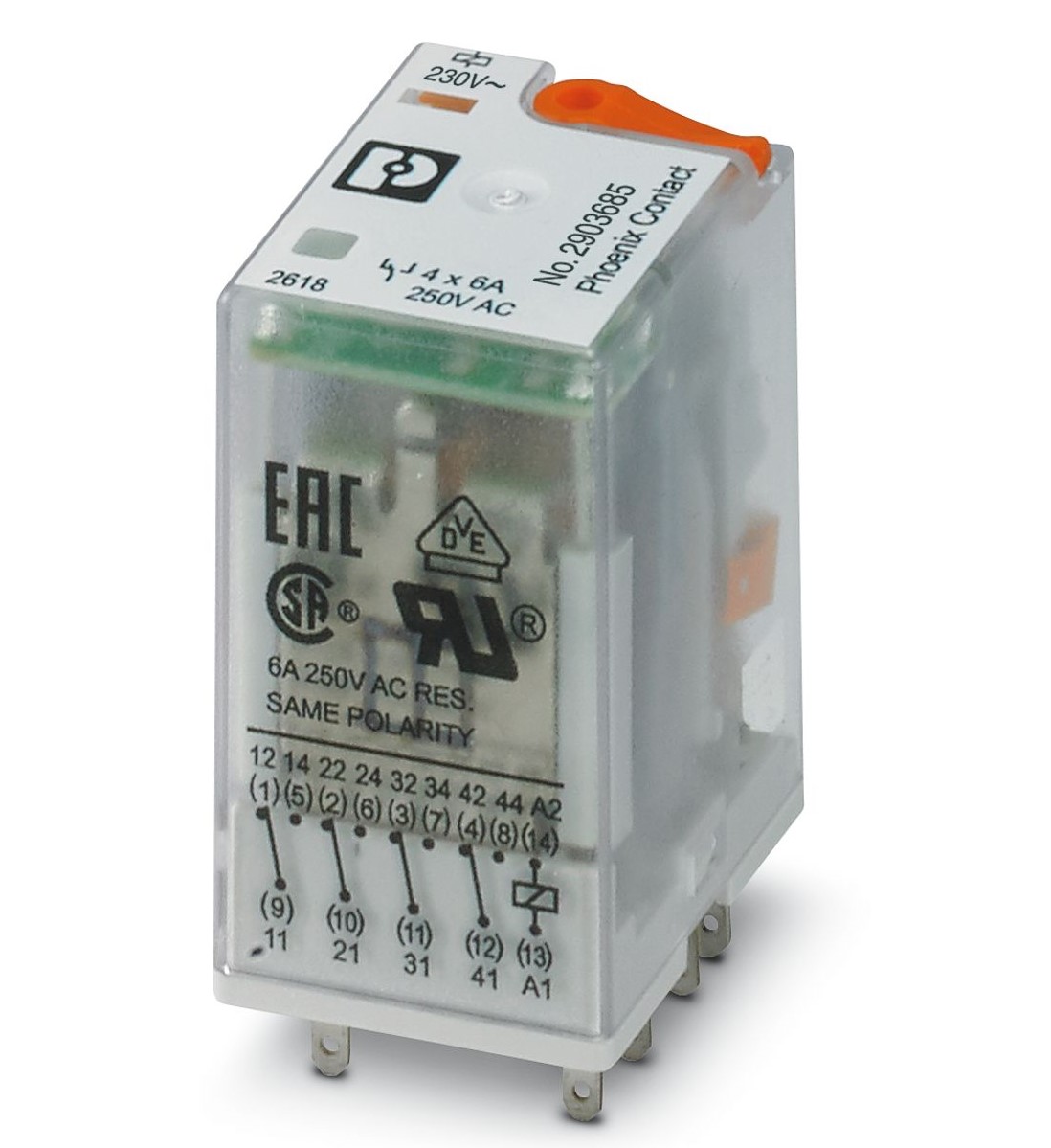 Phoenix Contact PCB Mount Power Relay, 230V ac Coil, 6A Switching Current