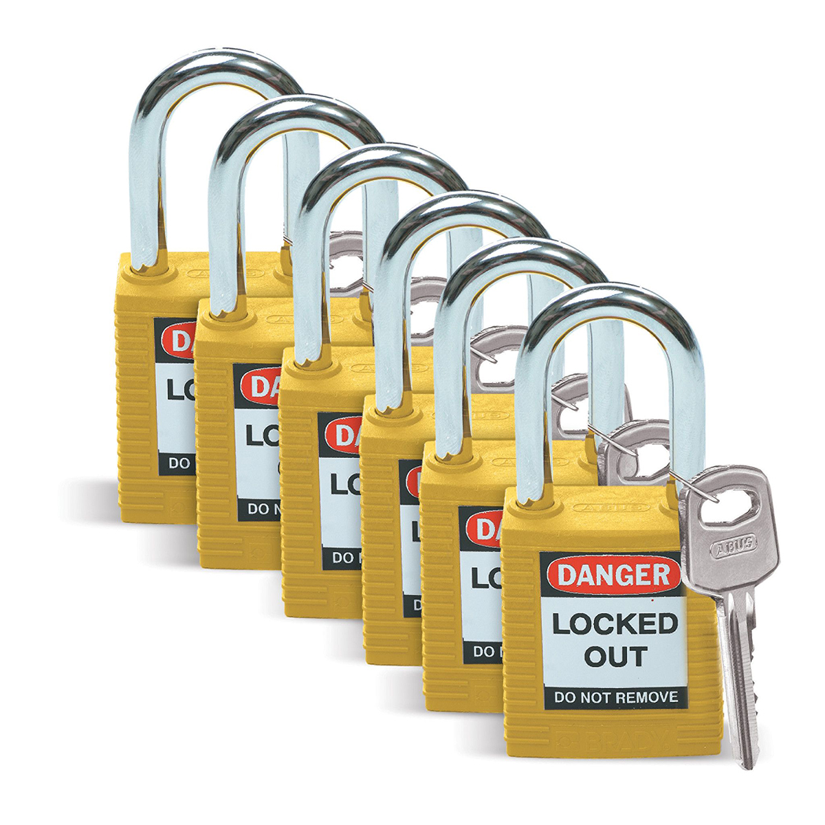 Brady LOTO-8 Key Weatherproof Nylon, Steel Padlock, 6.35mm Shackle, 38.10mm Body