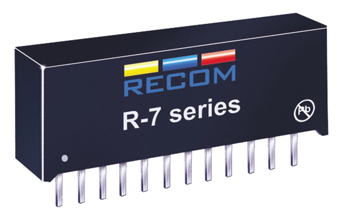 Recom Switching Regulator, Through Hole, 5 → 7.5V dc Output Voltage, 8.5 → 28V dc Input Voltage, 5.5A