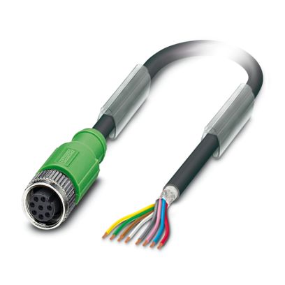 Phoenix Contact Male 8 way Free Cable End to Male 8 way Straight Socket M12 Sensor Cable, 20 m