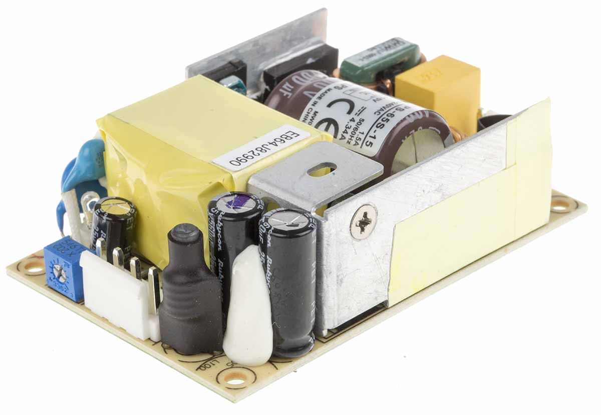 MEAN WELL Switching Power Supply, EPS-65S-15, 15V dc, 4.34A, 65W, 1 Output, 127 → 370 V dc, 90 → 264 V ac