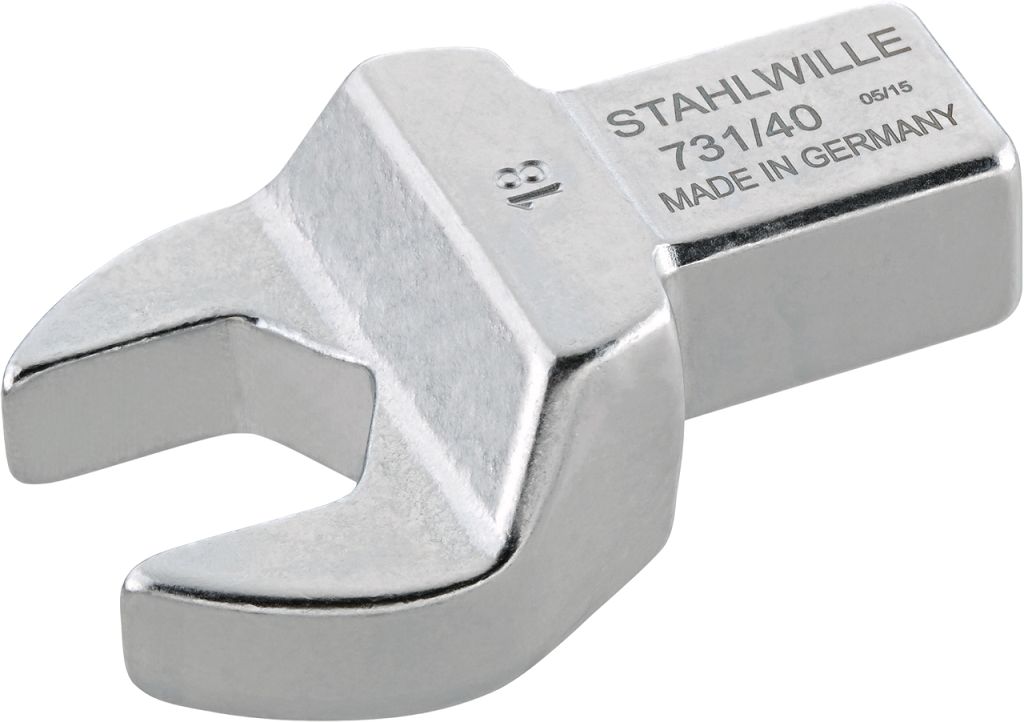 STAHLWILLE 731/40 Series Open Ended Insert Open-Ended Shell Tool, 17 mm, 14 x 18mm Insert, Chrome Finish