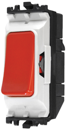 MK Electric 1 Way Red Rocker Switch Grid Module 20A, Grid Plus Series