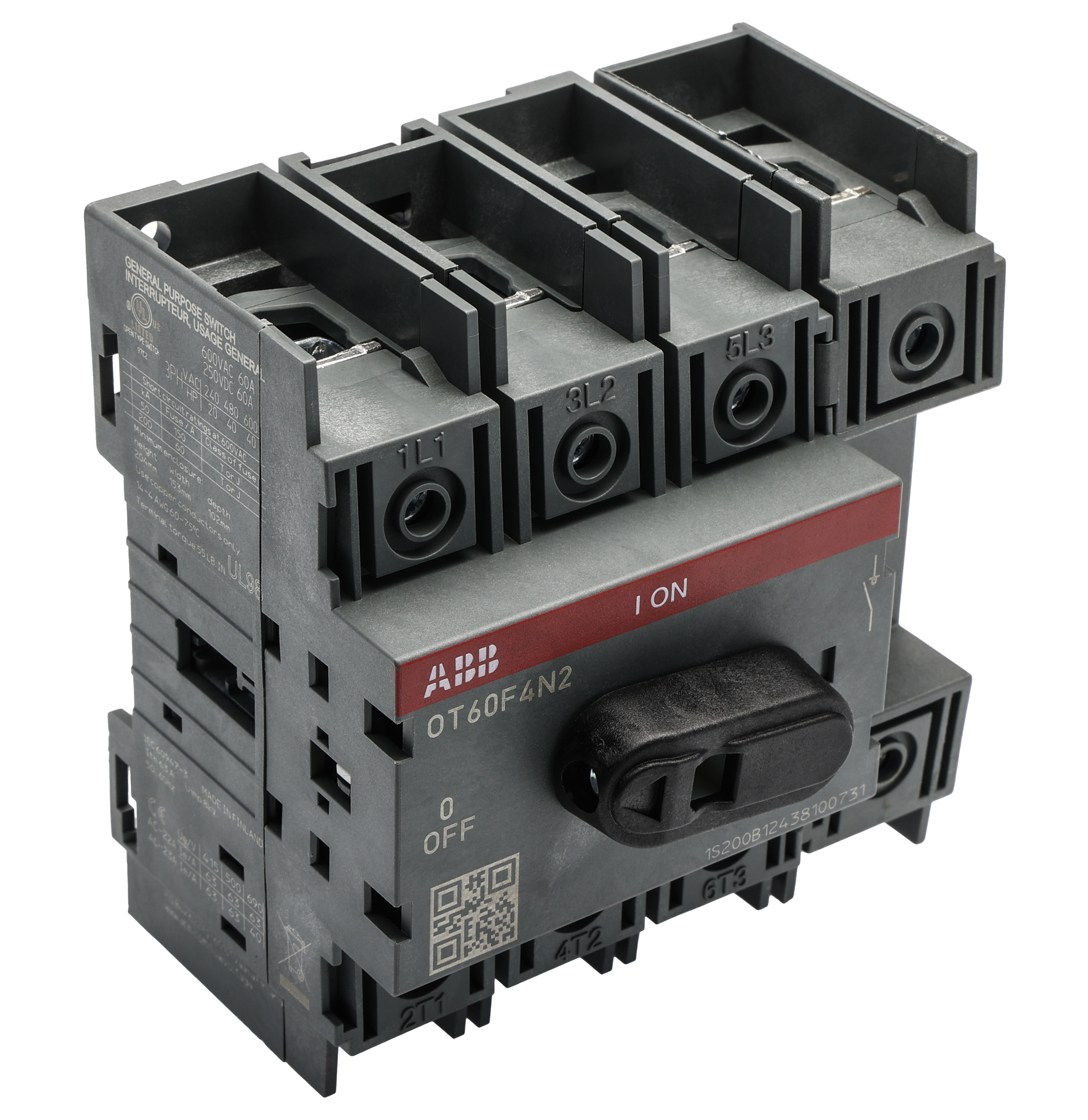 ABB 4P Pole Base Mounting Switch Disconnector - 63A Maximum Current, 37kW Power Rating, IP20