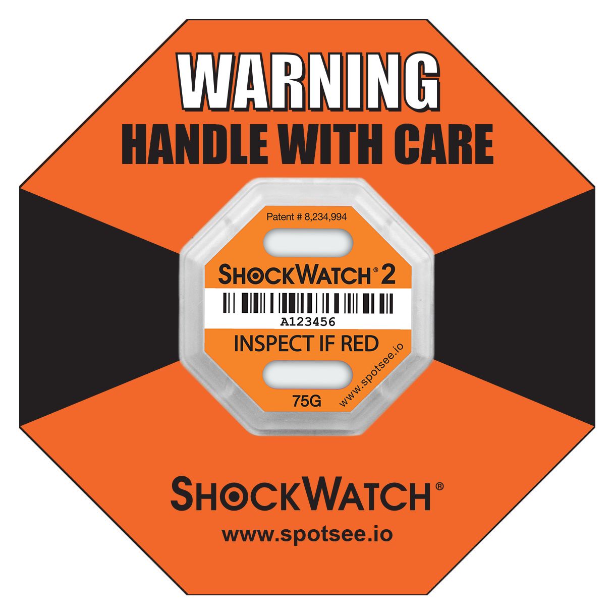 SpotSee Shock Label 6.35mm x 42.93mm, 10