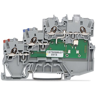 WAGO 2000-5311/1101-951 TOPJOB S Series Grey, 1mm², 3-Level, Push-In Cage Clamp Termination