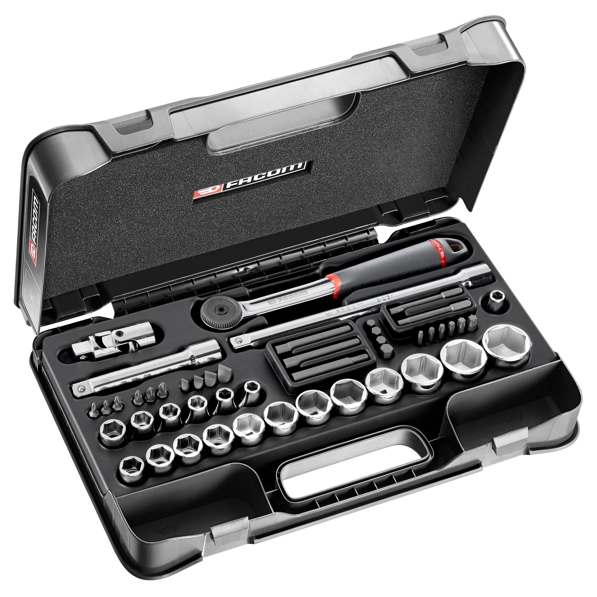 Facom 48-Piece Metric 1/2 in Standard Socket/Bit Set with Ratchet, 6 point