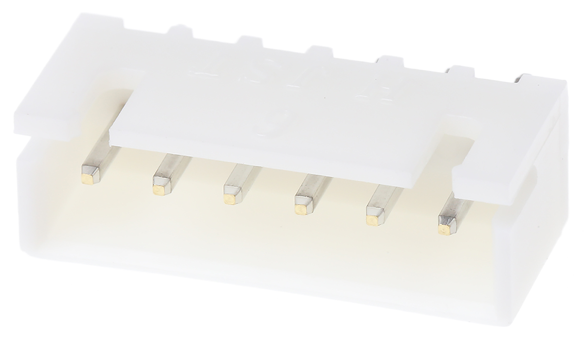 JST XH Series Straight Through Hole PCB Header, 6 Contact(s), 2.5 mm Pitch, 1 Row, Shrouded