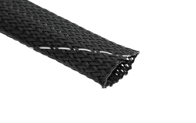 Tenneco Expandable Braided Polyester Black Protective Sleeving, 45mm Diameter, 50m Length, TCP V0 Series