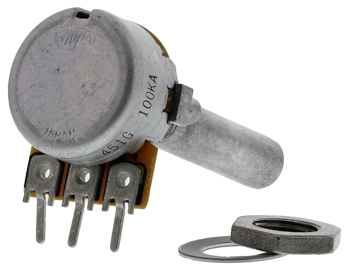 Alps Alpine RK163 100kΩ Rotary Carbon Film Potentiometer, Panel Mount (Through Hole), RK1631110TV7