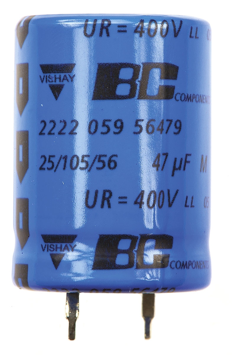 Vishay 47μF Aluminium Electrolytic Capacitor 400V dc, Snap-In - MAL205956479E3