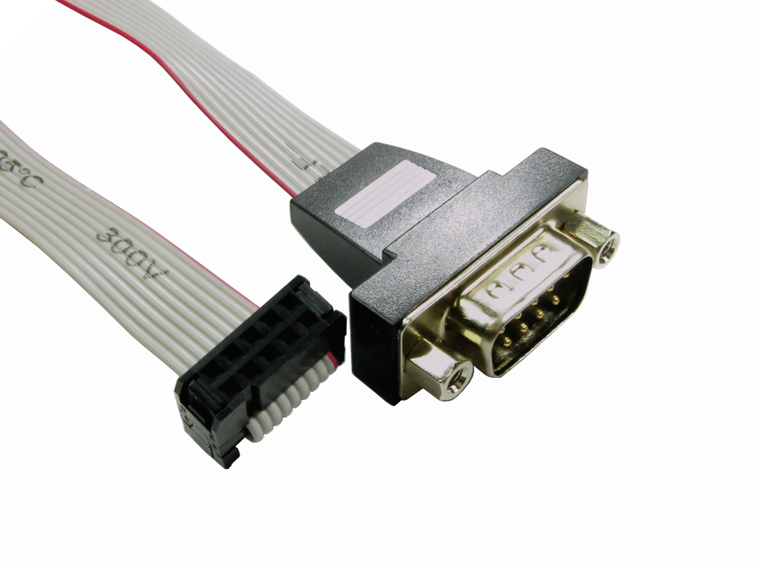 RS PRO Female 10 Pin IDC to Male 9 Pin D-sub Serial Cable, 300mm
