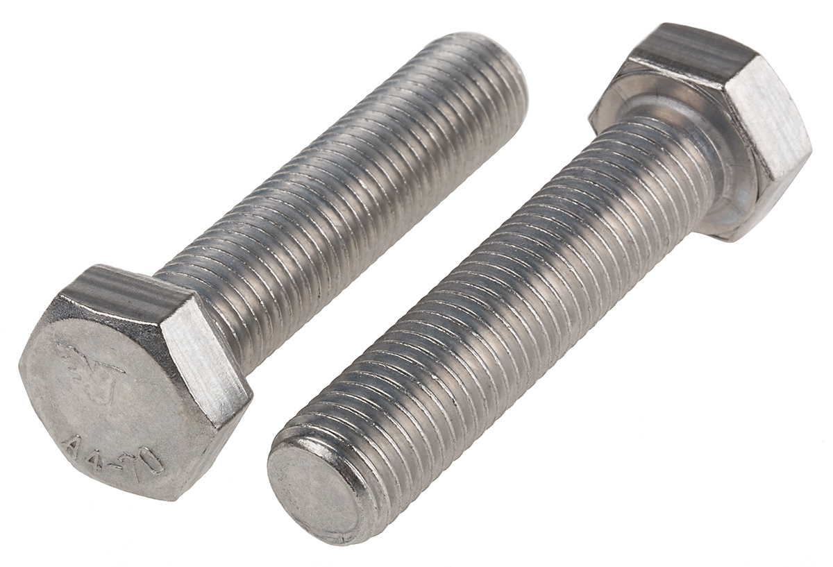 RS PRO Stainless Steel, Hex Bolt, M16 x 70mm