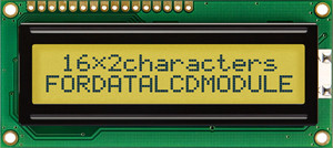Fordata FC1602N01-FHYYBW-51SE FC Alphanumeric LCD Alphanumeric Display, Green, Yellow on Yellow-Green, 2 Rows by 16