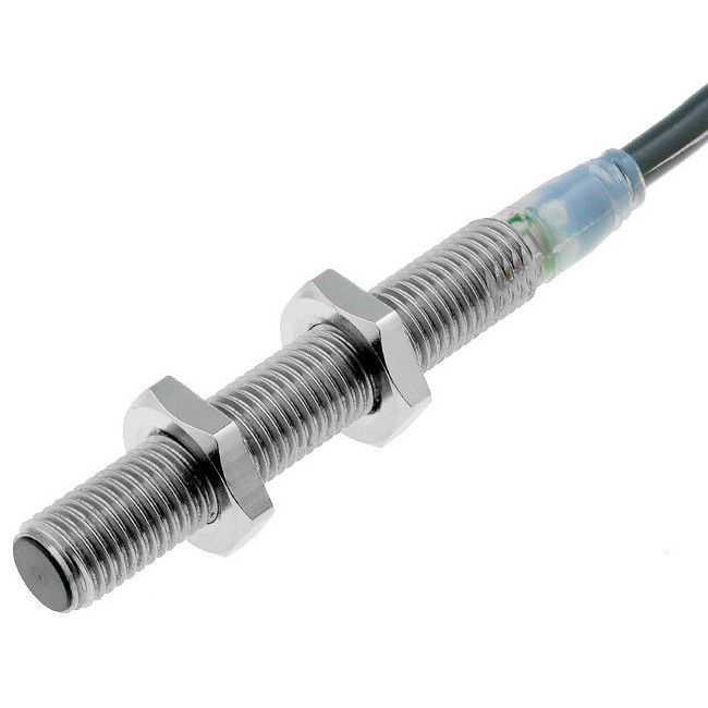 Omron Inductive Threaded Barrel Proximity Sensor, M8, 2 mm Detection, PNP NC, 12 → 24 V dc