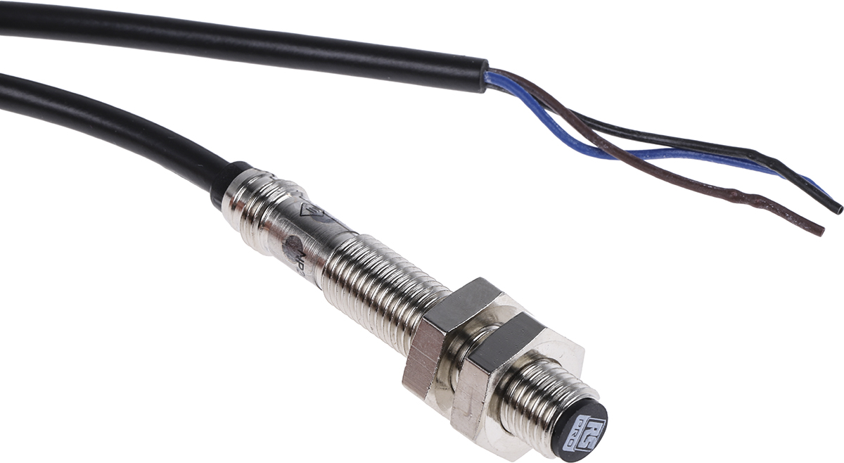 RS PRO Inductive Threaded Barrel Proximity Sensor, M8, 1.5 mm Detection, PNP NO, 10 → 30 V dc