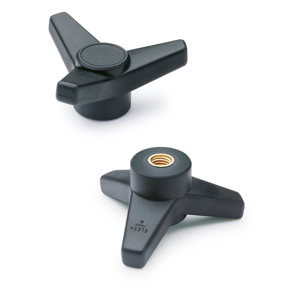 Elesa 65675 Black Glass Fibre Reinforced Polyamide Knob, M10, Threaded Hole