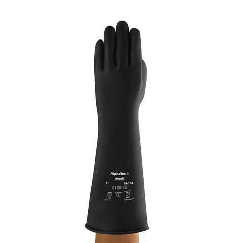 Ansell AlphaTec Black Polyamide Latex Work Gloves, Size 9.5, Latex Coating