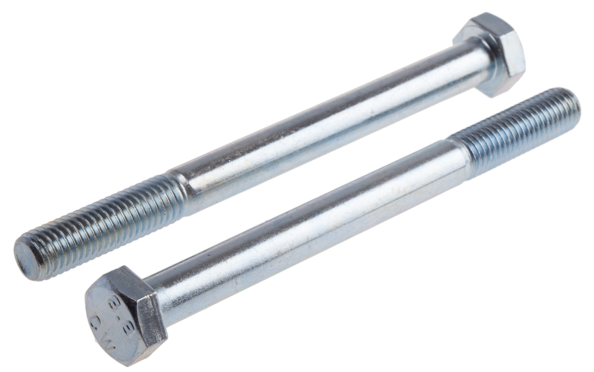 RS PRO Bright Zinc Plated Steel, Hex Bolt, M12 x 140mm