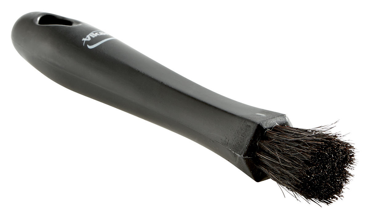 Vikan Soft Bristle Black Scrubbing Brush, 24mm bristle length, Natural Hair bristle material