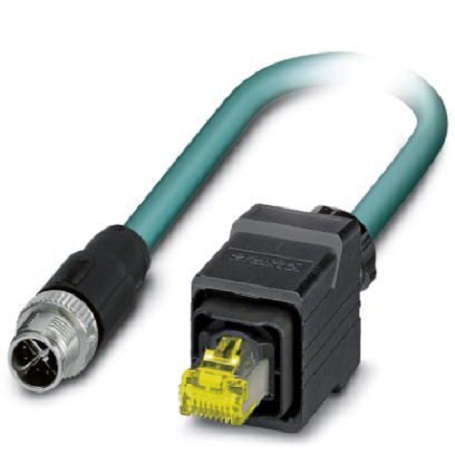 Phoenix Contact, 5m Cat6a, Blue M12 to Male RJ45 Male, Shielded Shielded, Terminated