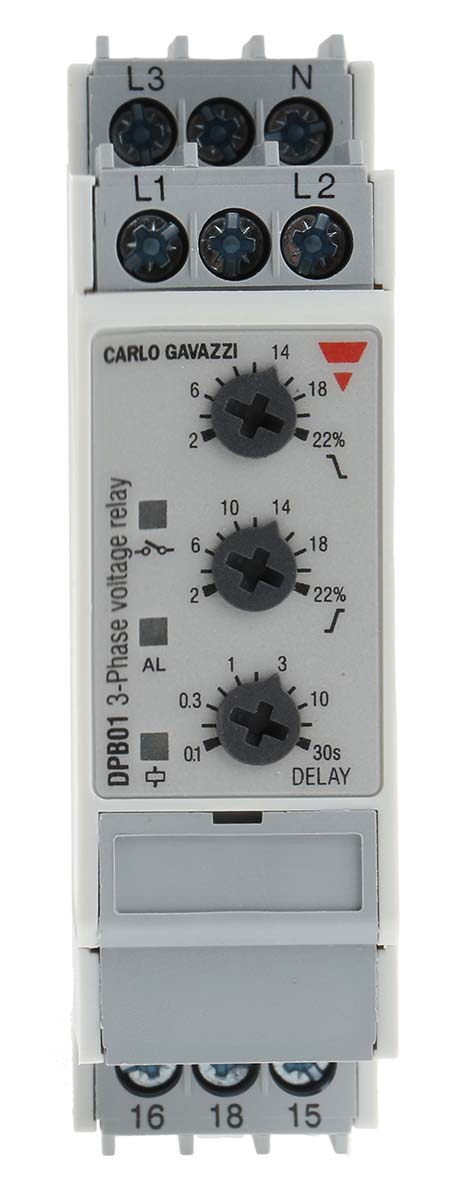 Carlo Gavazzi Phase, Voltage Monitoring Relay, 3, 3+N Phase, SPDT, 323 → 550V ac, DIN Rail