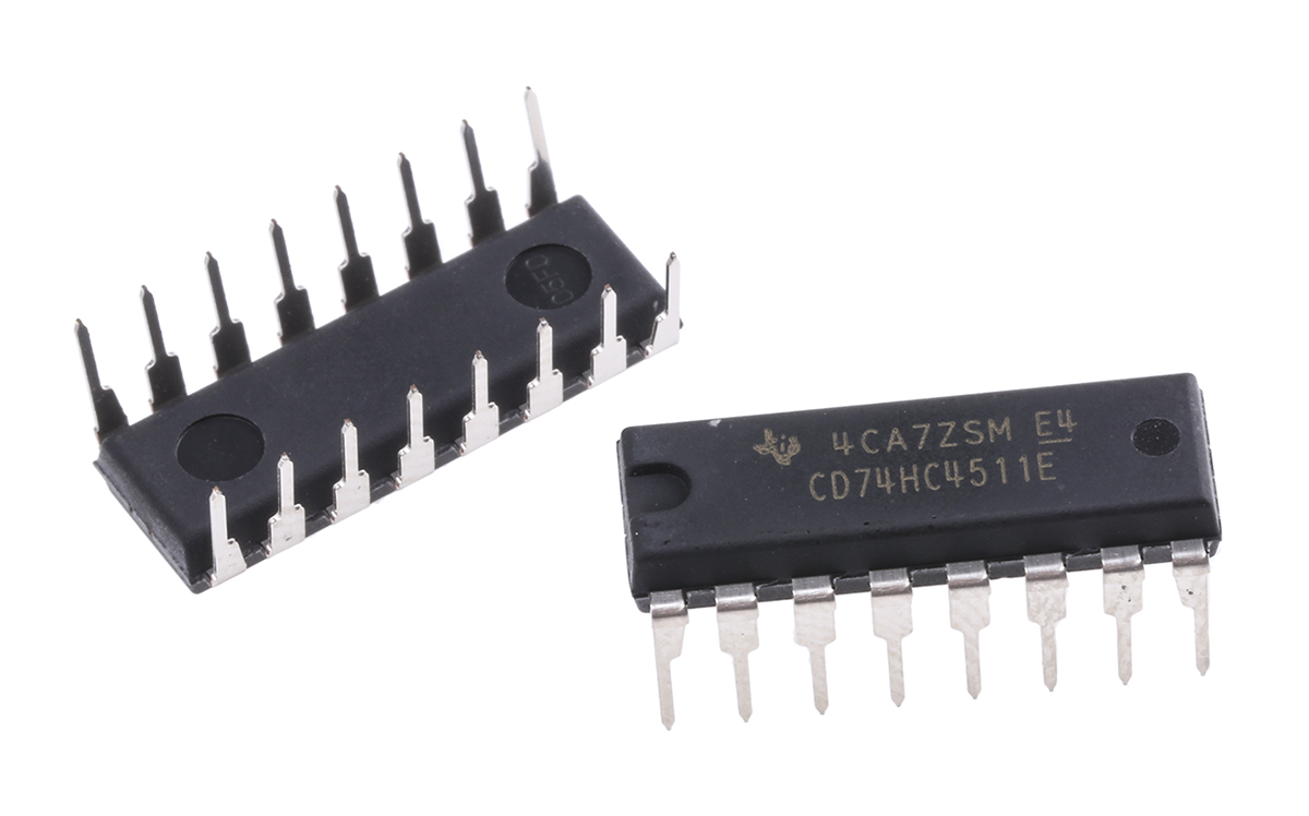 Texas Instruments CD74HC4511E Demultiplexer, 1, Decoder, Driver, Non-Inverting, 16-Pin PDIP