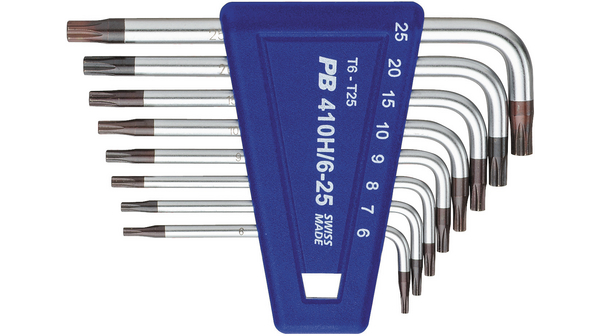 PB SWISS TOOLS 8 piece L Shape Metric Hex Key, T6, T7, T8, T10, T15, T20