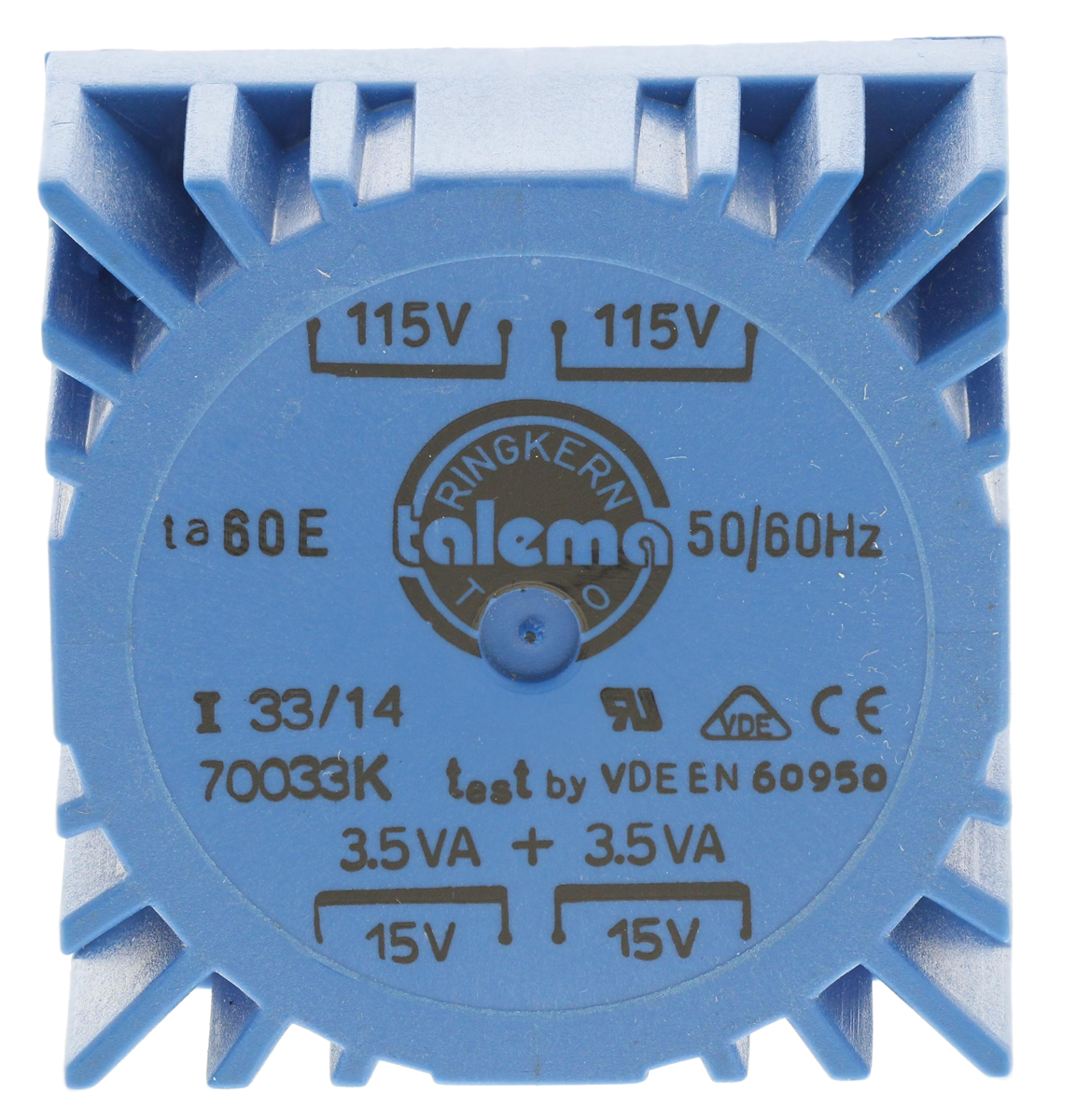 Nuvotem Talema 115 V ac, 230 V ac, 2 x 15V ac Toroidal Transformer, 7VA 2 Output